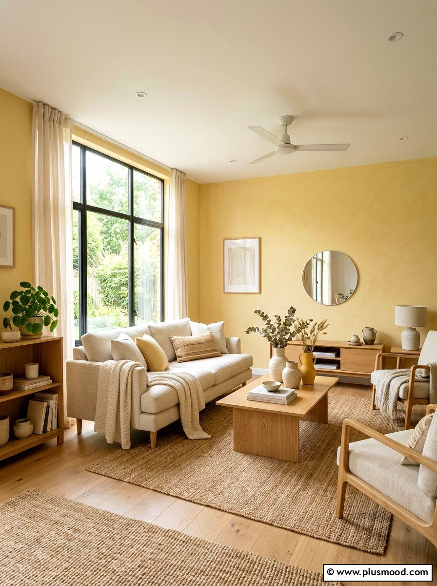 Butter yellow living room walls - 25 yellow summer living room ideas