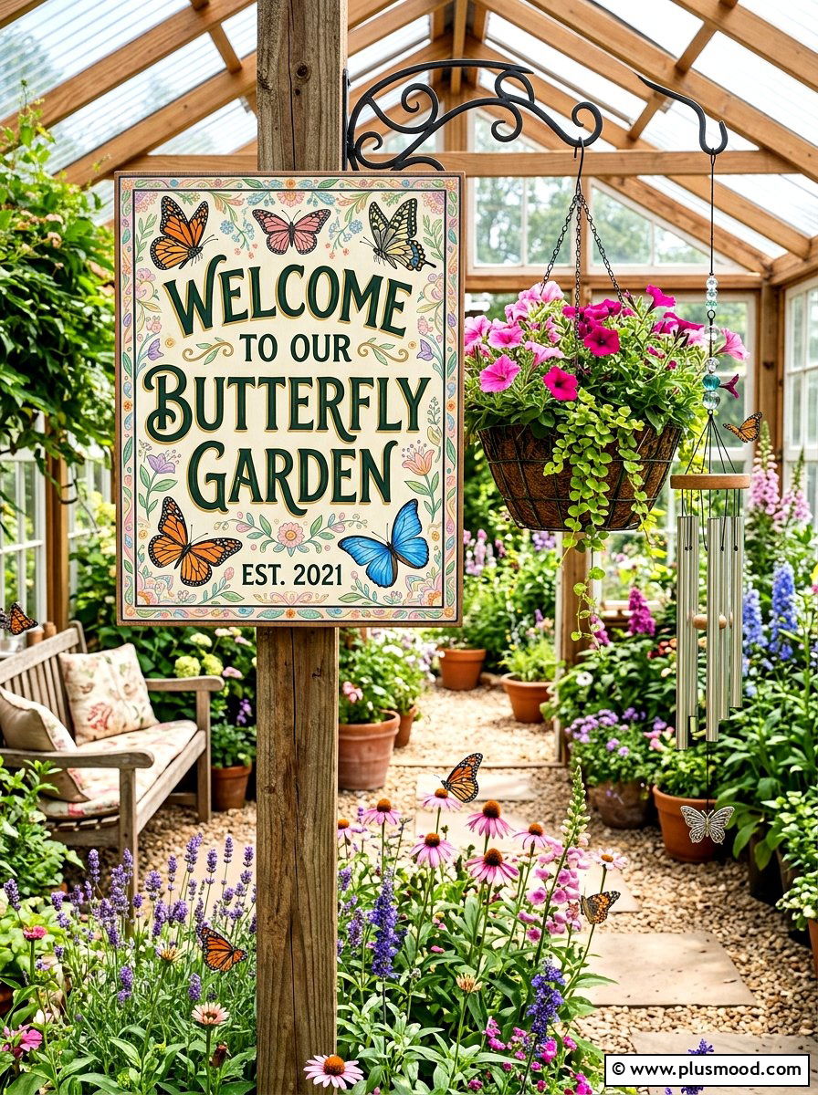 Butterfly Garden Sign - 25 summer front porch sign ideas