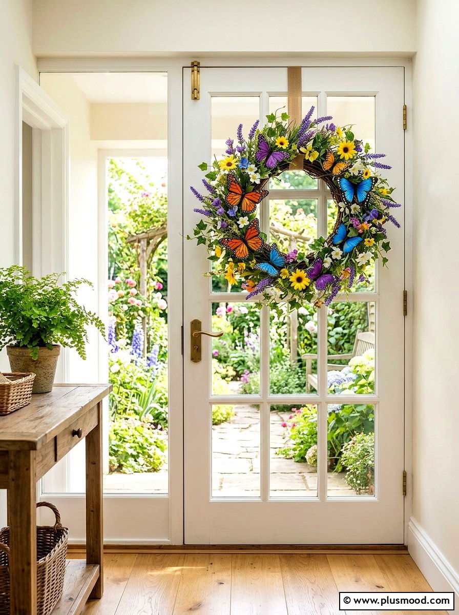 Butterfly Garden Wreath - 25 summer wreath ideas for front door