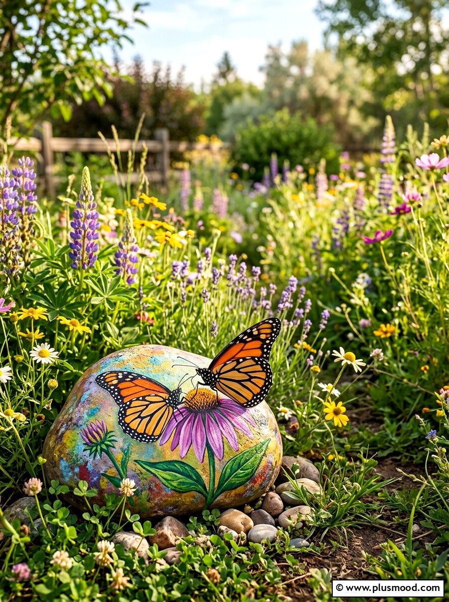 Butterfly On Flower Rock Painting - 25 painted rock ideas with butterflies