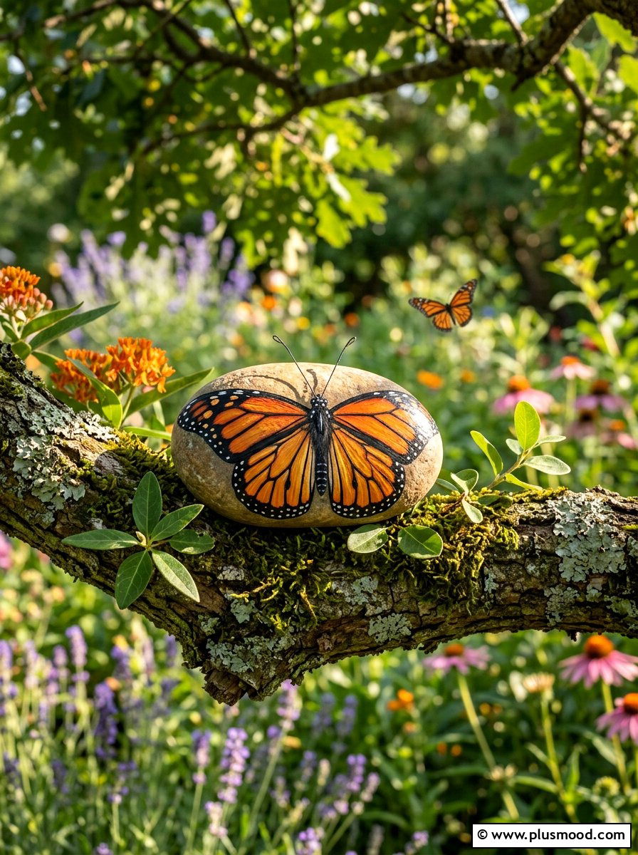 Butterfly Painted Rock - 25 painted rock ideas for hiding in nature