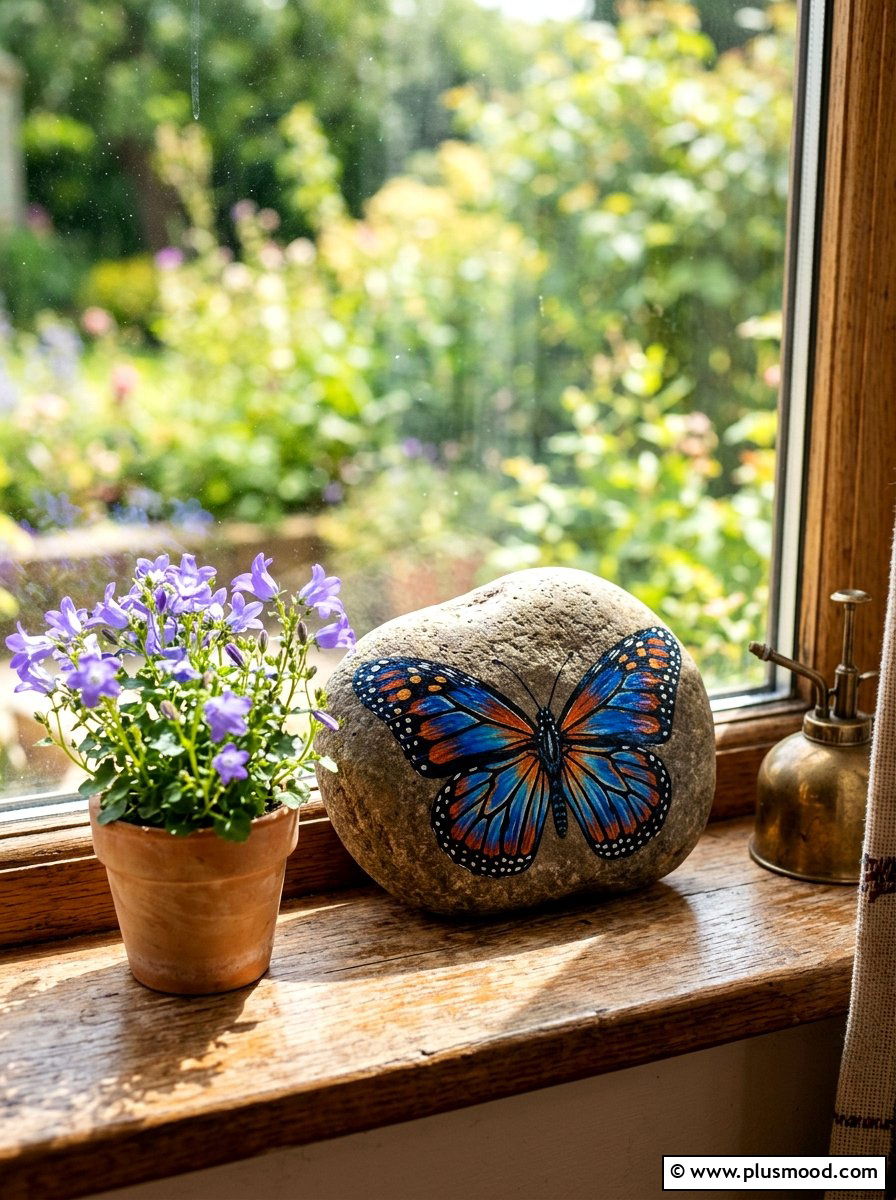 Butterfly Painted Rock - 25 painted rock ideas with animals