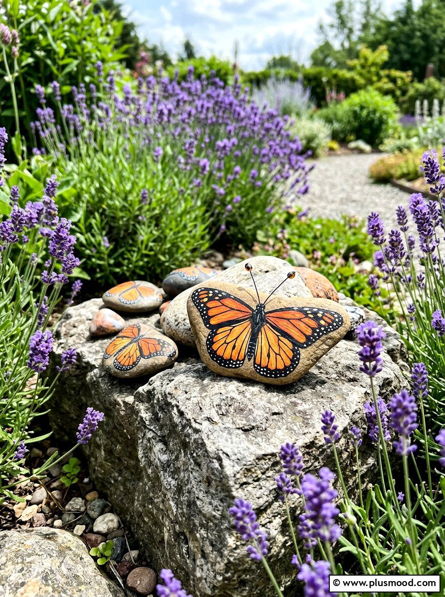Butterfly Rock - 25 painted rock ideas for fairy garden