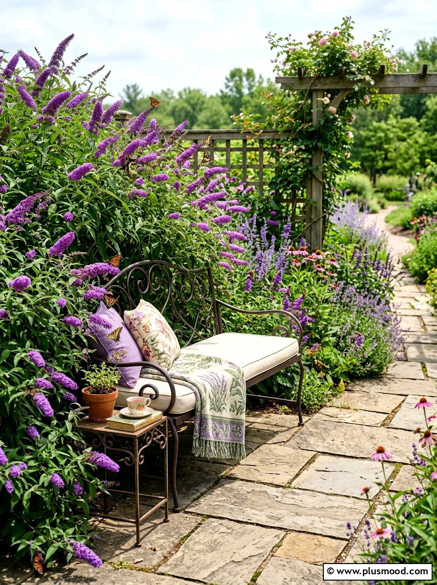 Butterfly Seating Nook - 25 small backyard ideas with butterfly garden