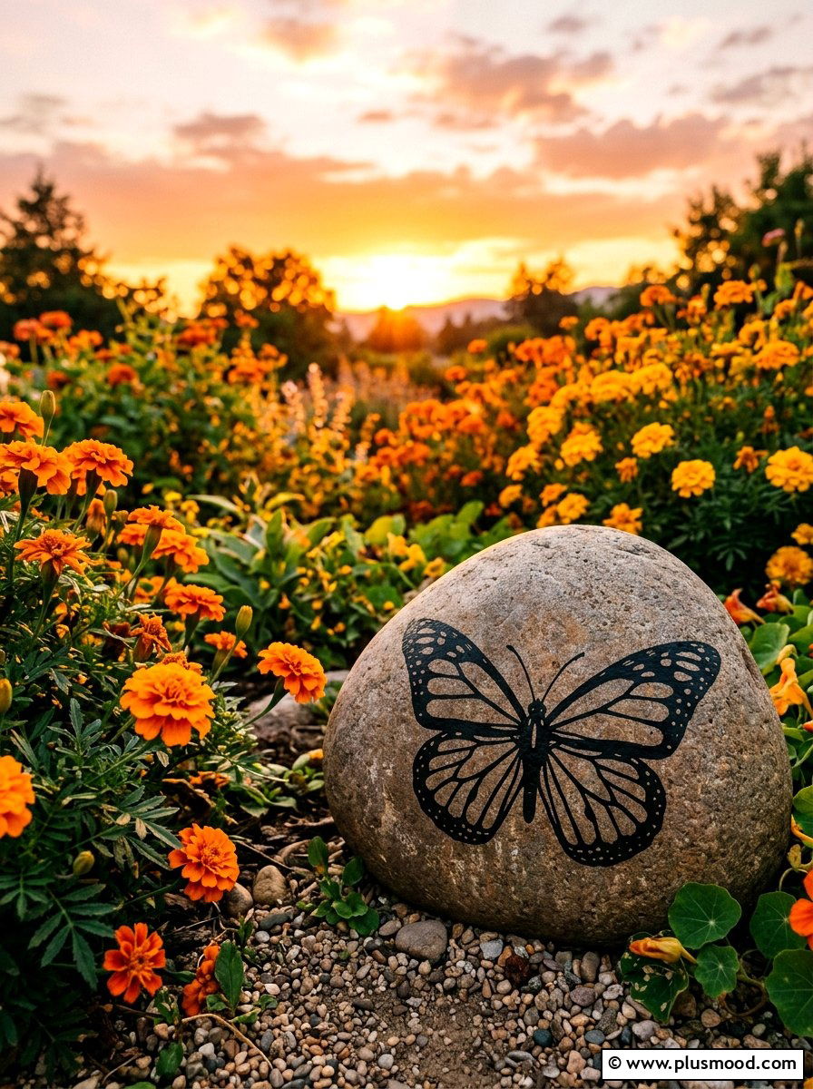Butterfly Silhouette Rock Painting - 25 painted rock ideas with butterflies