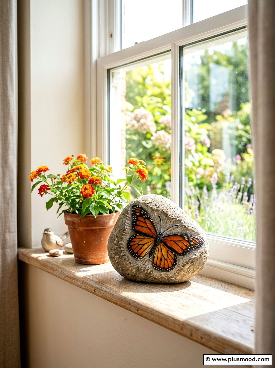 Butterfly Transformation Stone - 25 painted rock ideas for mindfulness