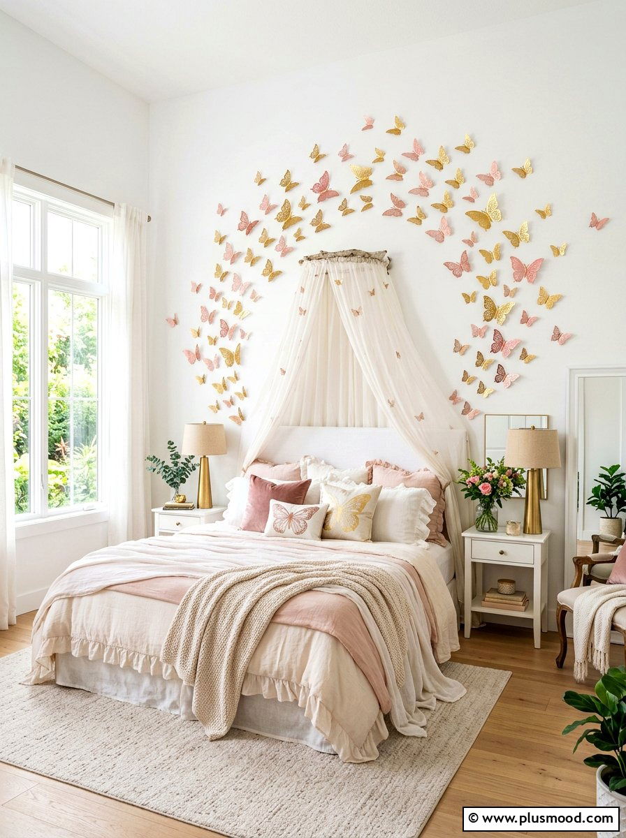 Butterfly Wall Bedroom - 25 summer girls bedroom ideas