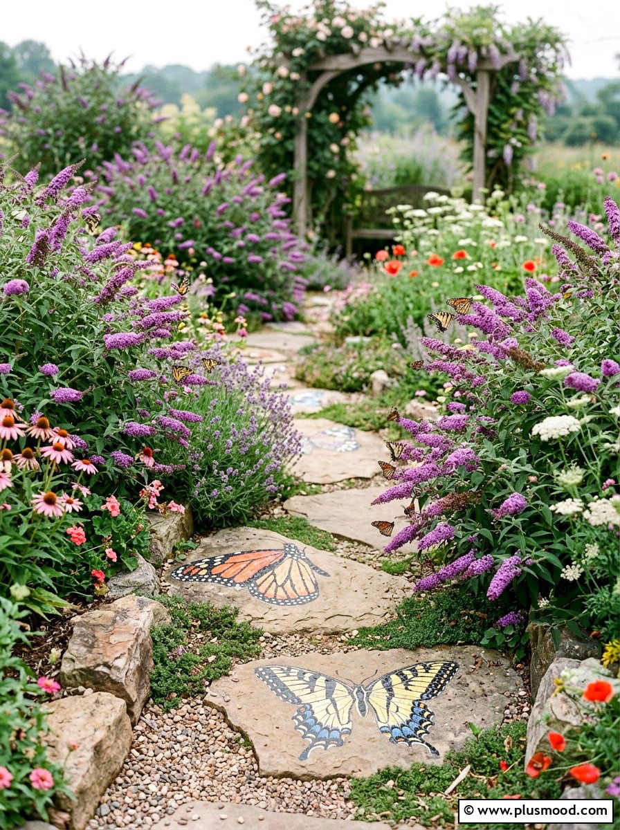 Butterfly garden rocks - 25 painted rock ideas for stepping stones