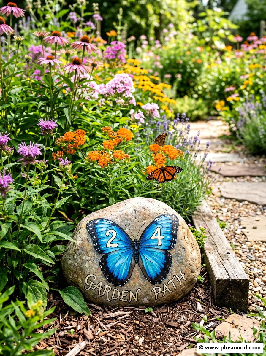 Butterfly painted rock address - 25 painted rock ideas for address markers