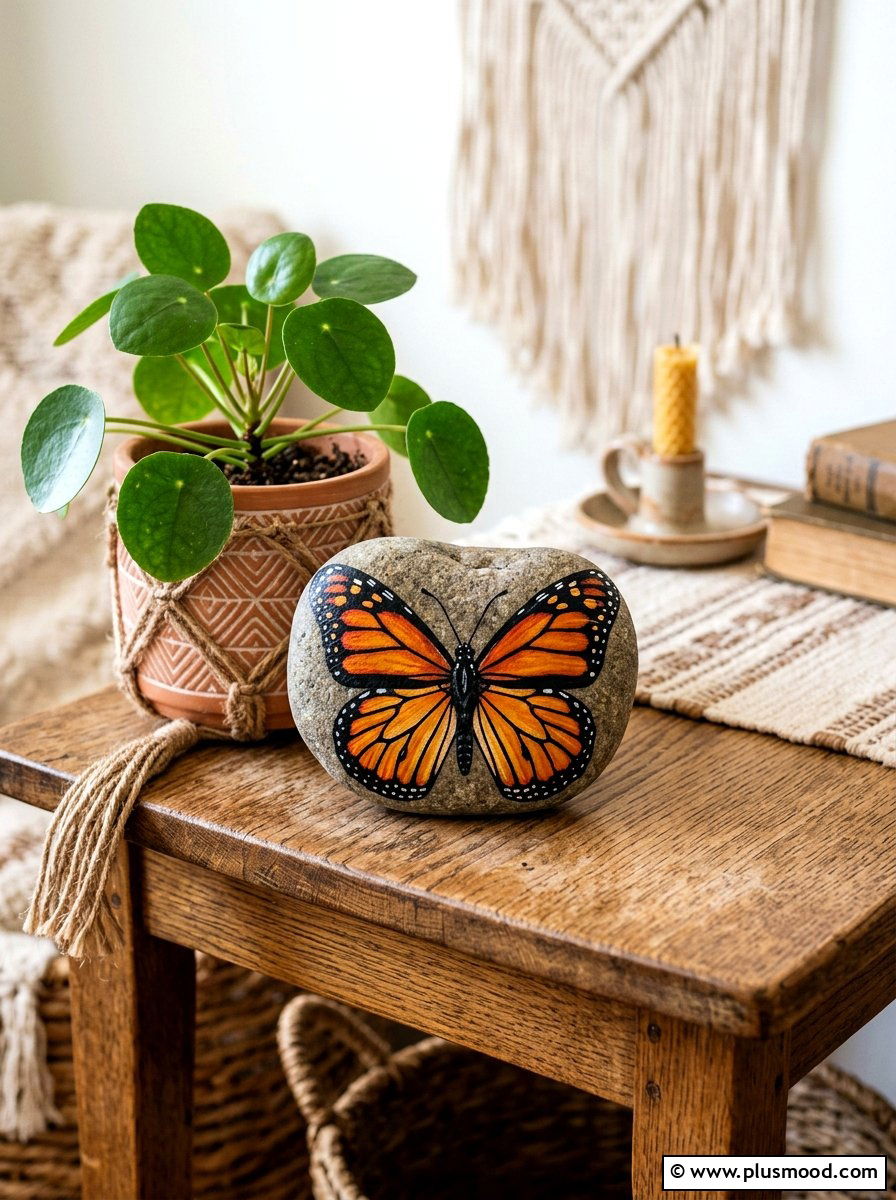 Butterfly painted rock - 25 painted rock ideas for beginners