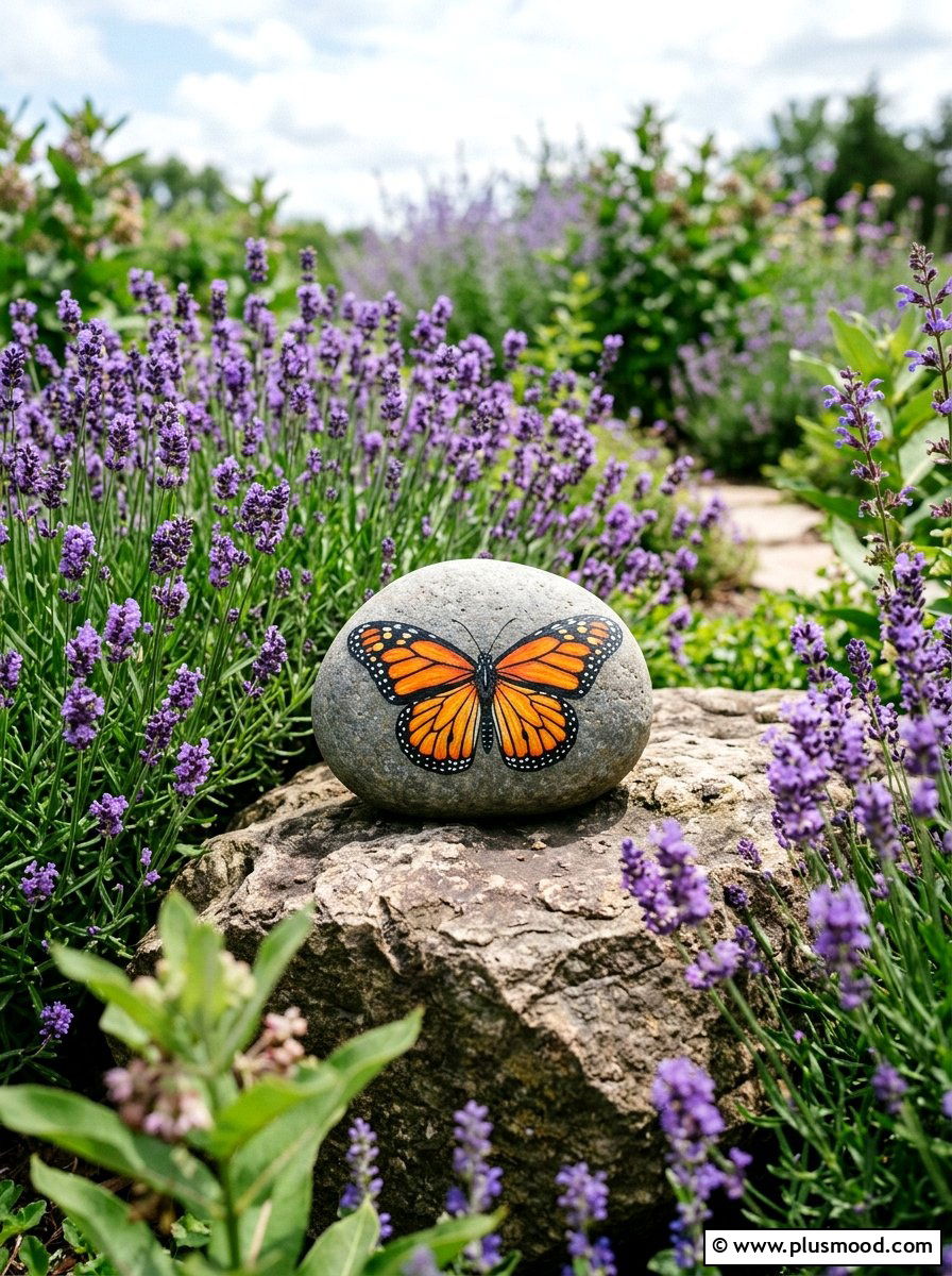 Butterfly painted stone - 25 painted rock ideas with positive affirmations