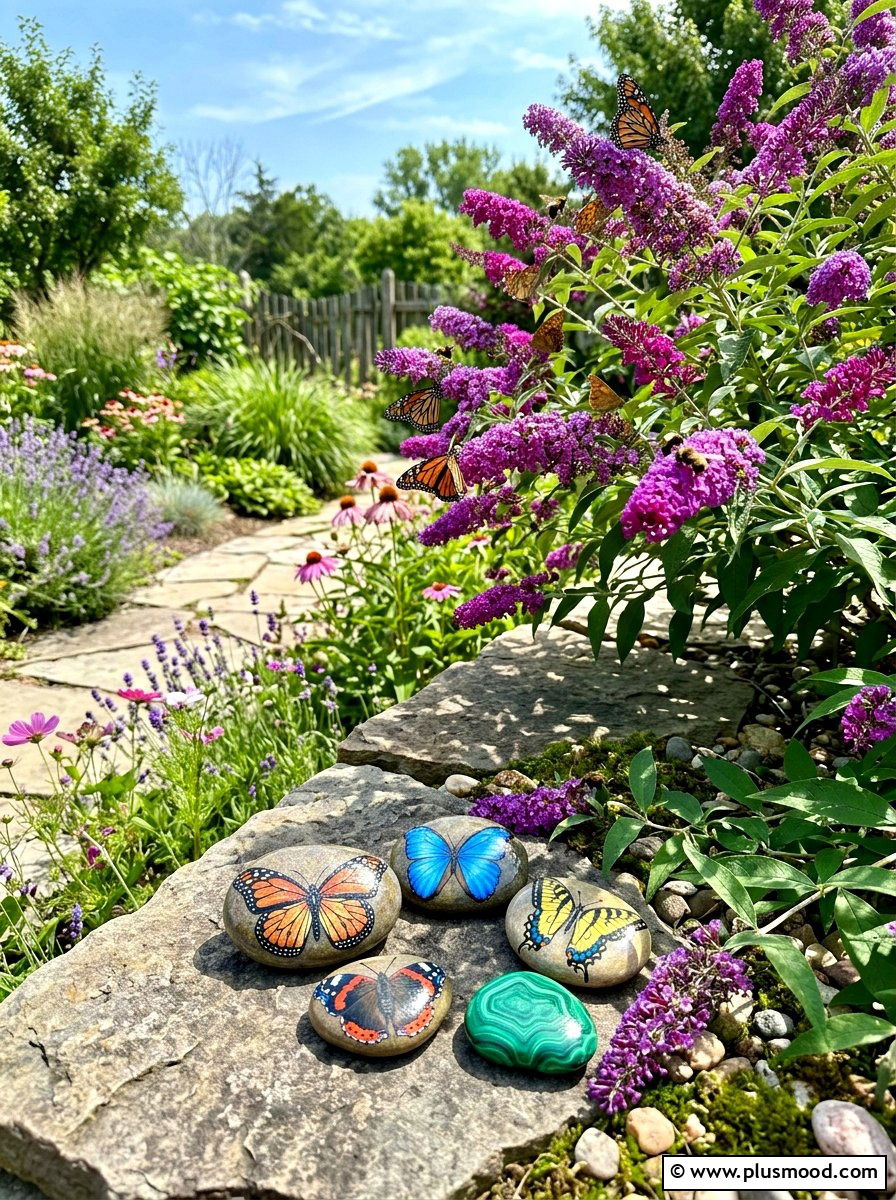 Butterfly painted stones - 25 painted rock ideas for spring garden