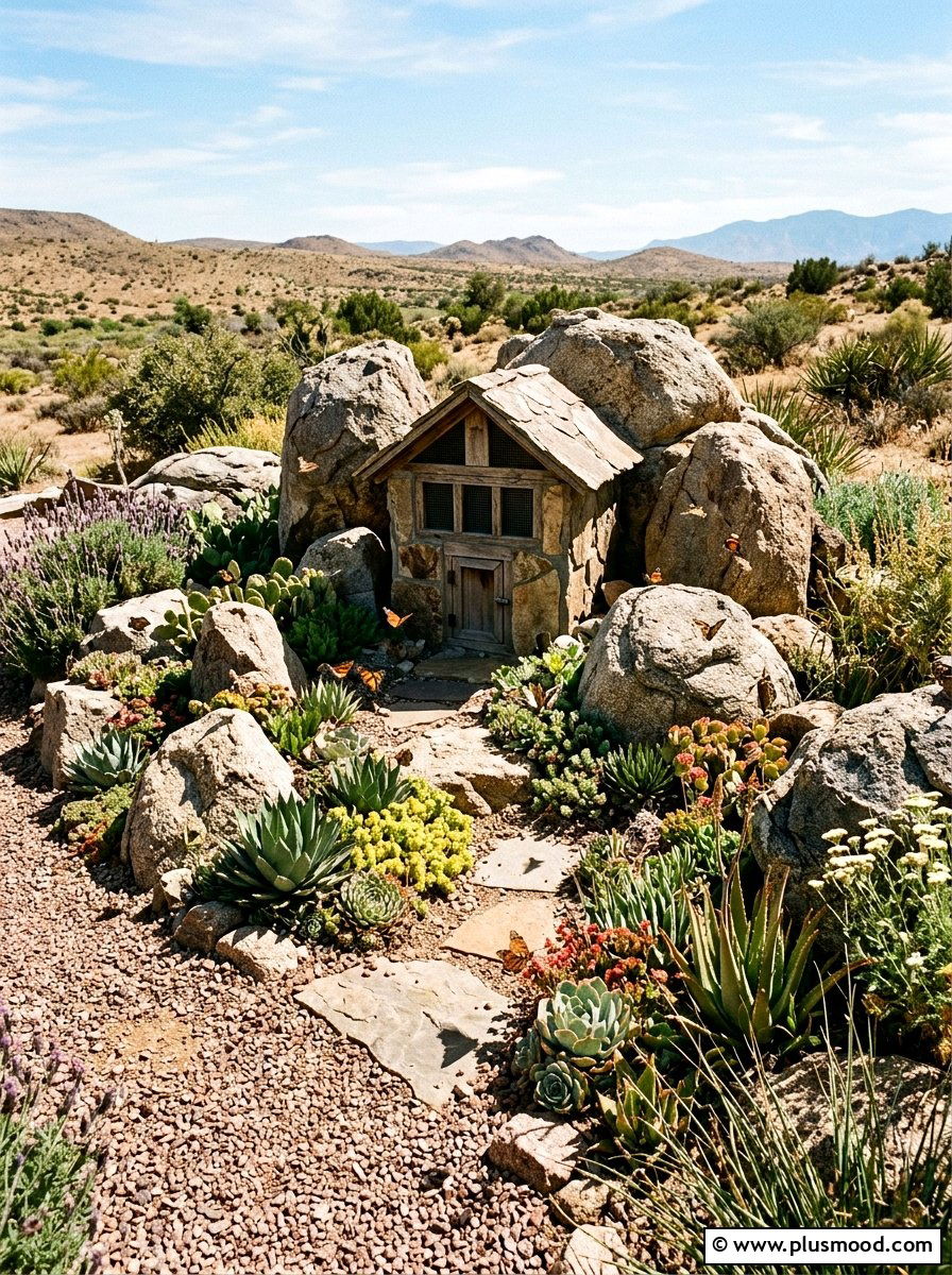 Butterfly rock garden - 25 small backyard ideas with butterfly house