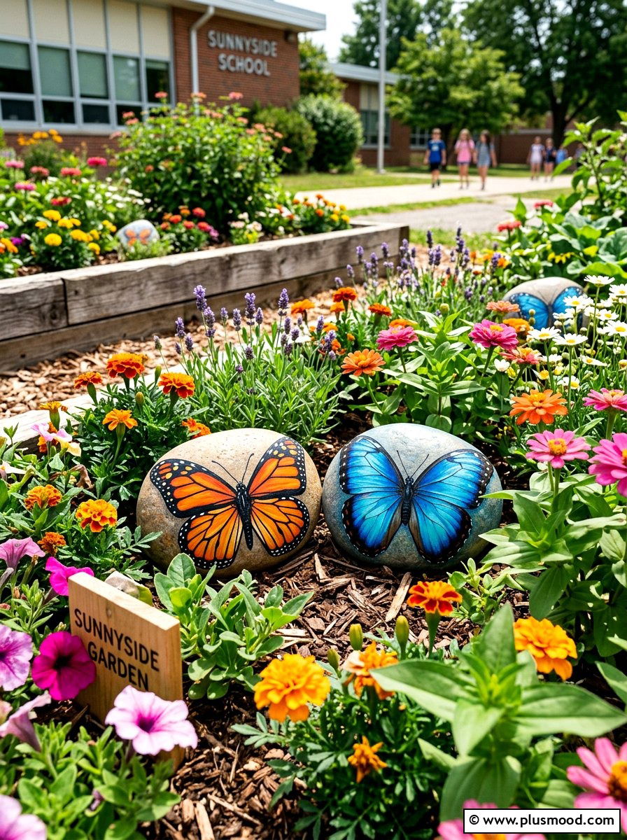 Butterfly wing rocks - 25 painted rock ideas for school projects