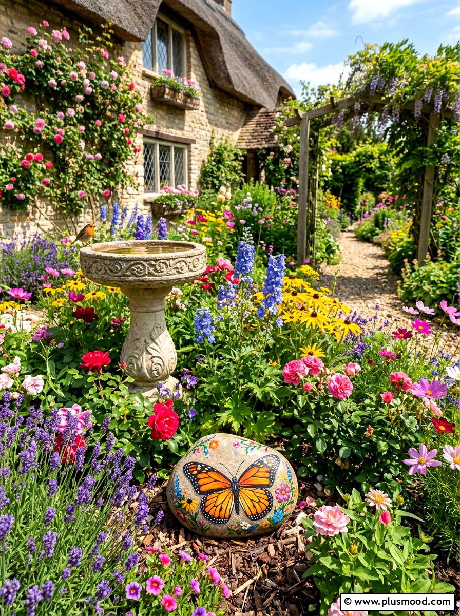 Butterfly - 25 painted rock ideas for koi pond decor