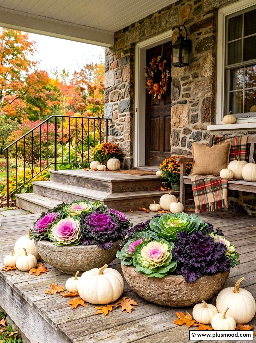 Cabbage and kale pot - 25 summer to fall front porch planter ideas