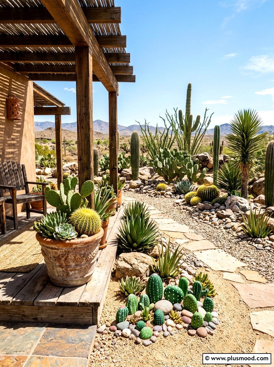 Cactus rock garden - 25 painted rock ideas for spring garden