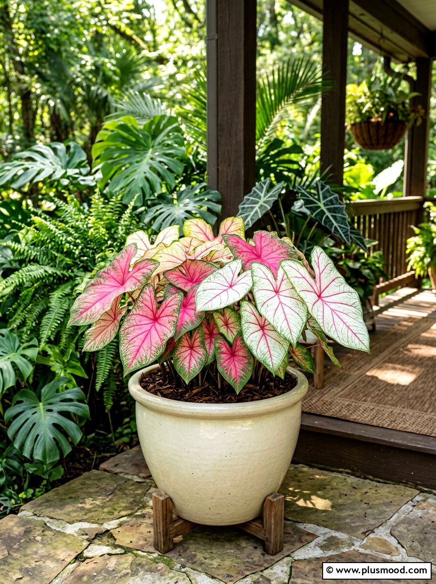 Caladium Foliage Container - 25 best summer planter ideas