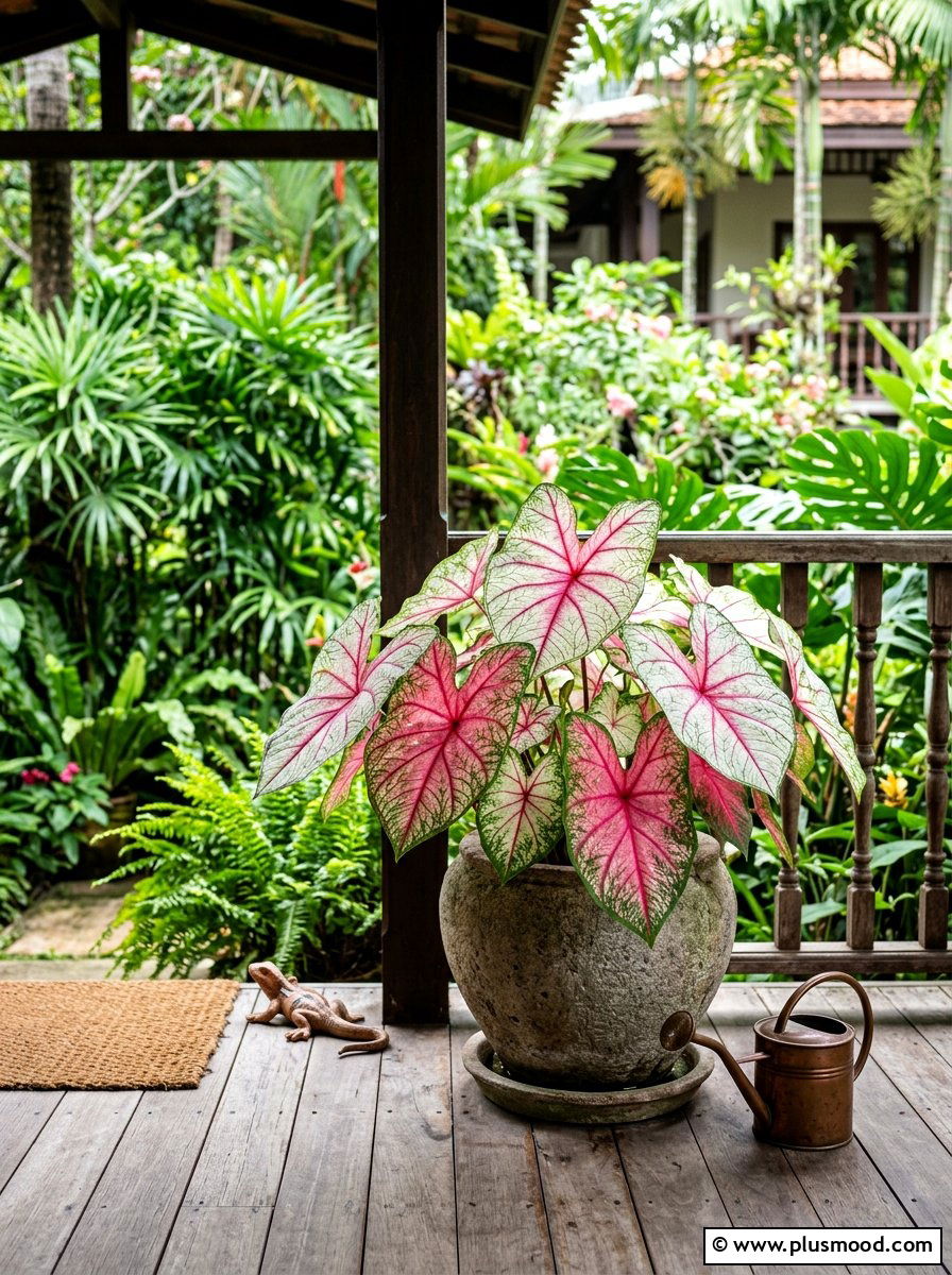 Caladium Shade Porch Pot - 25 late summer planter ideas for porch