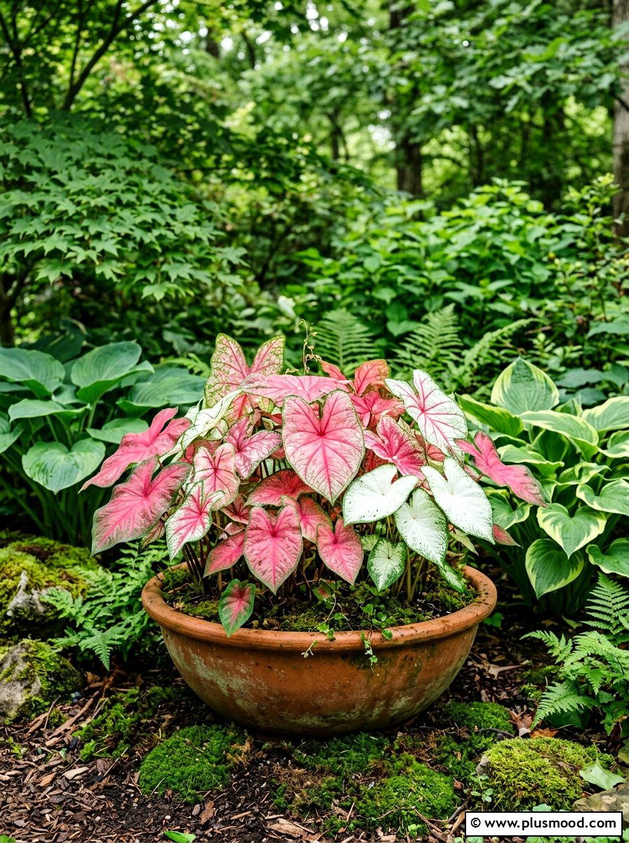 Caladium Shady Planter - 25 summer tropical planter ideas