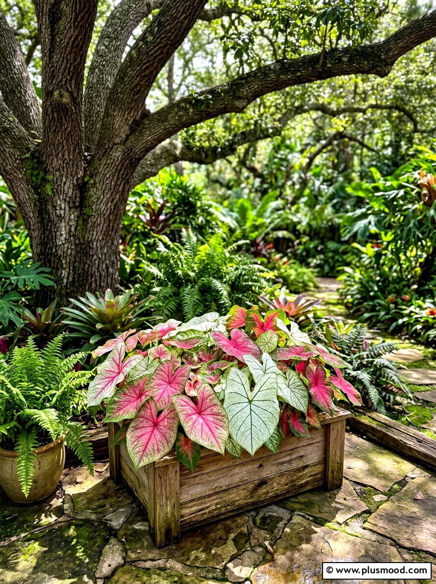 Caladium shade box - 25 summer planter box ideas