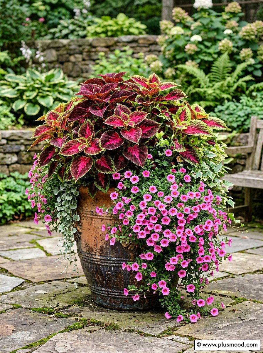 Calibrachoa And Coleus Foliage Container