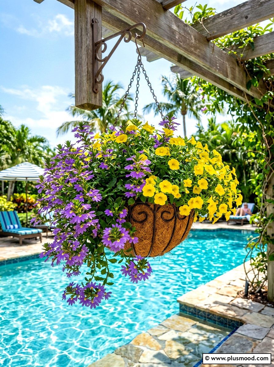 Calibrachoa And Scaevola Fan Flower Basket - 25 summer planters with calibrachoa ideas