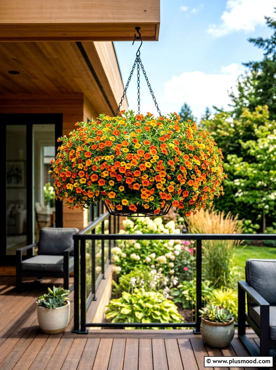 Calibrachoa hanging basket - 25 summer hanging basket ideas for front porch