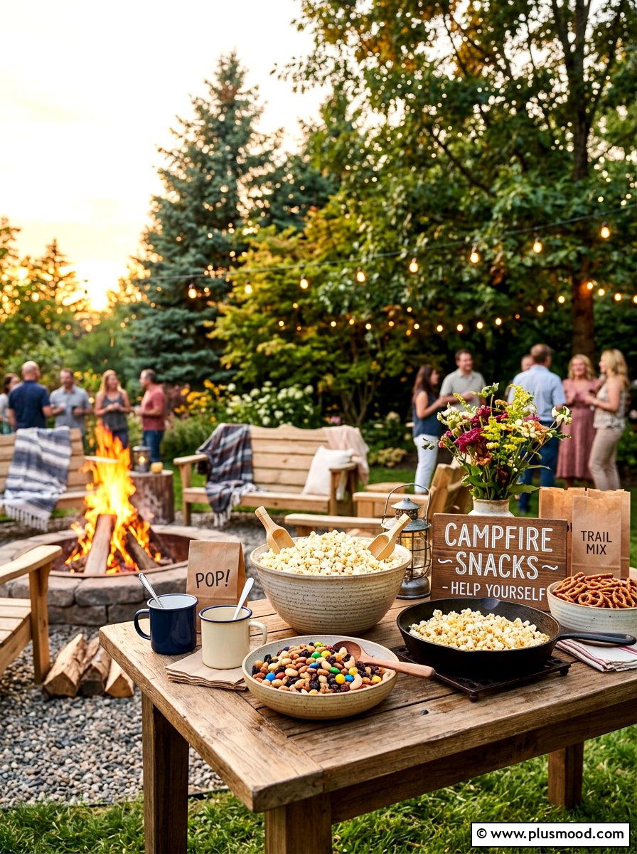 Campfire snack station - 25 summer bonfire party ideas