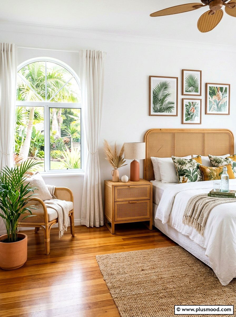 Cane Furniture Style - 25 elegant summer bedroom ideas