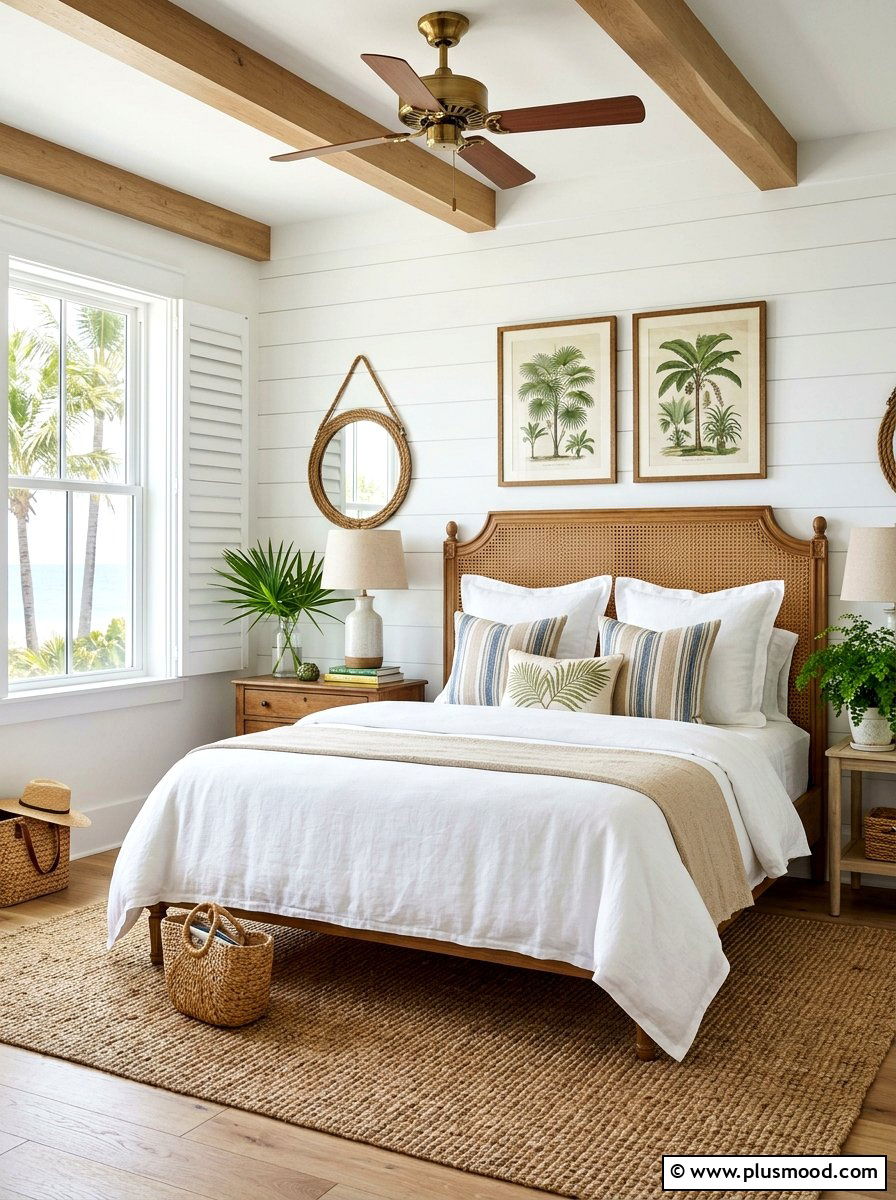 Cane Headboard - 25 summer neutral decor ideas