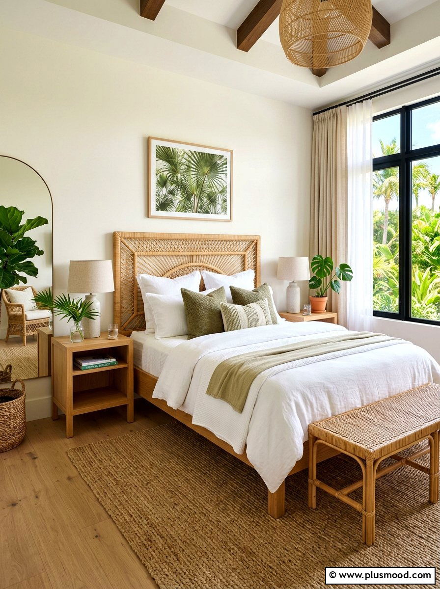 Cane Headboard - 25 summer casual elegant decor ideas