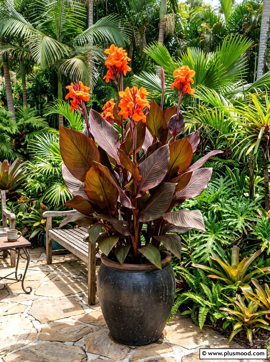 Canna Lily Tropical Container - 25 summer container flower ideas