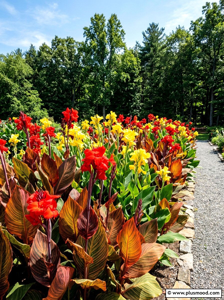Canna lily bed - 25 summer tropical landscaping ideas