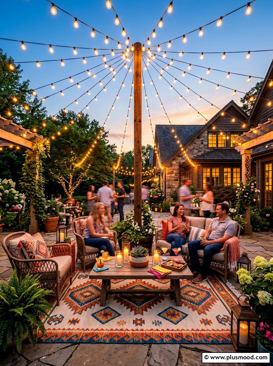 Canopy string lights - 25 summer patio ideas with string lights