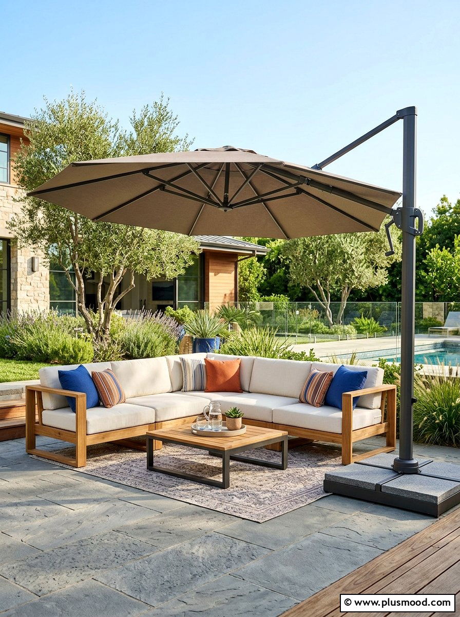 Cantilever Patio Umbrella - 25 summer backyard shade ideas