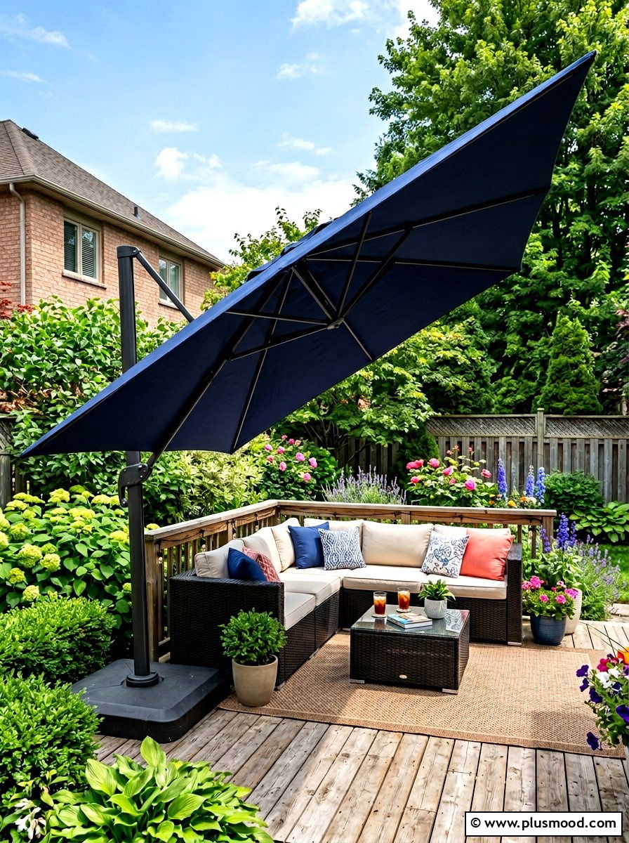 Cantilever Patio Umbrella - 25 summer backyard privacy ideas