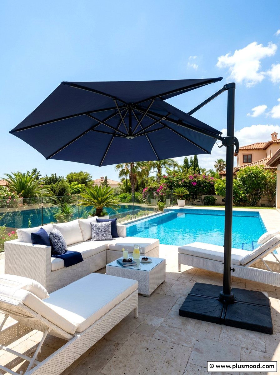 Cantilever patio umbrella - 25 summer deck party ideas