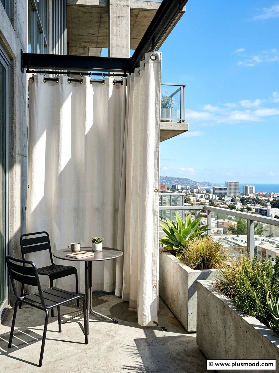 Canvas Heavy Duty Balcony Curtains - 25 summer balcony curtain ideas