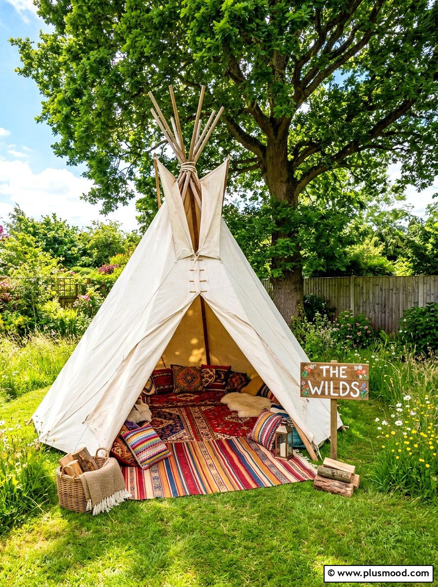 Canvas Teepee Tent - 25 summer backyard reading nook ideas