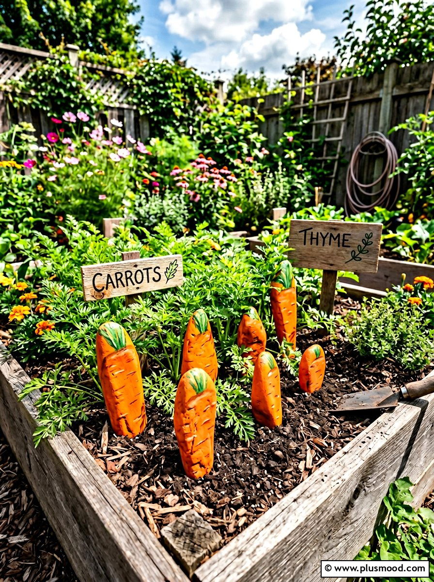 Carrot Rock Painting - 25 painted rock ideas with food art