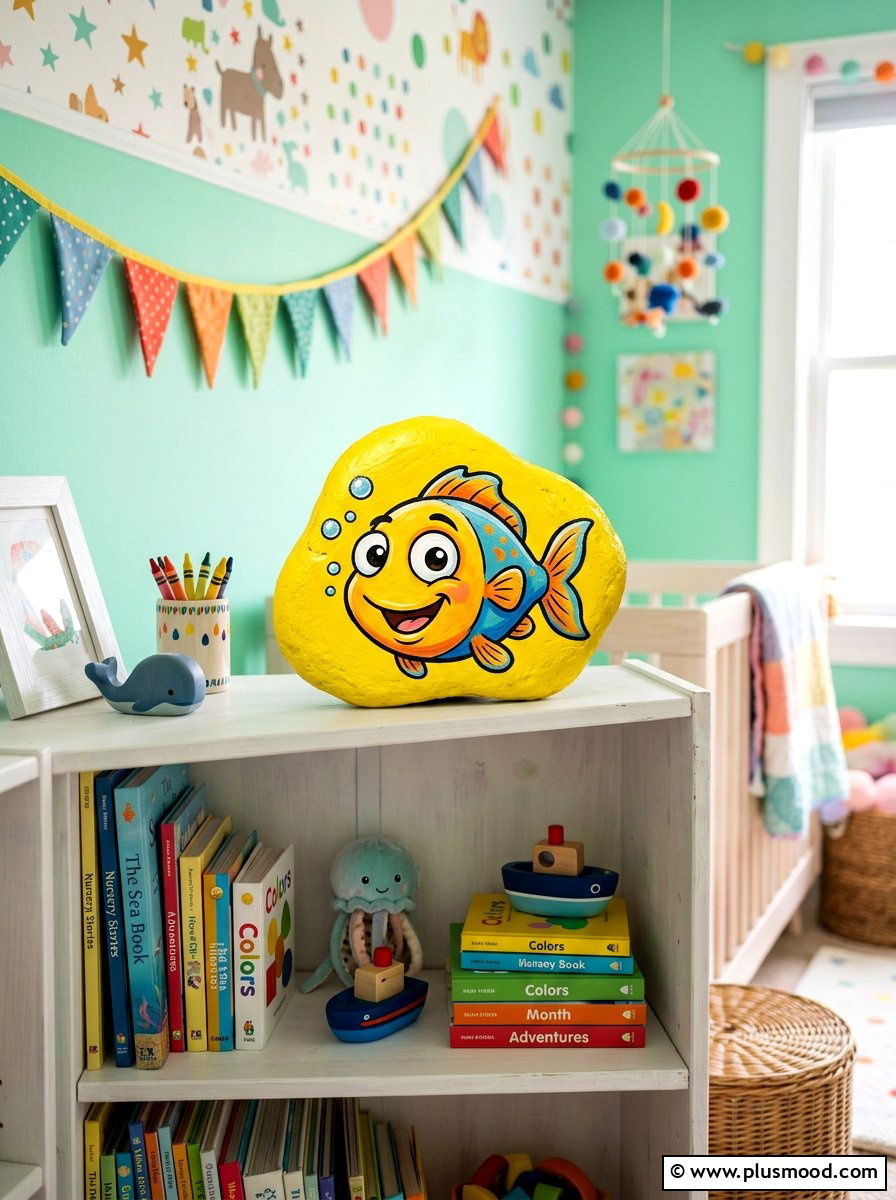 Cartoon Fish Painting - 25 painted rock ideas with fish design