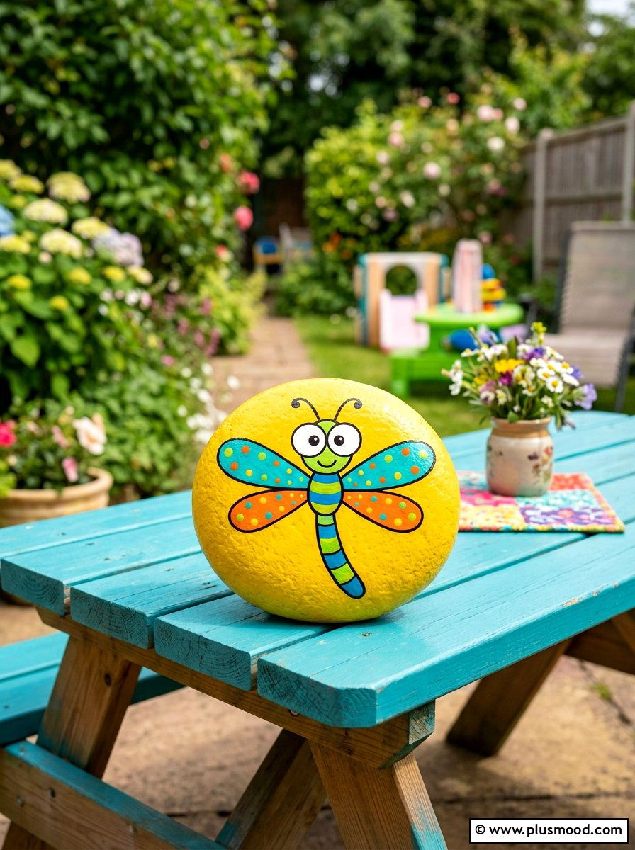 Cartoon dragonfly rock art - 25 painted rock ideas with dragonflies