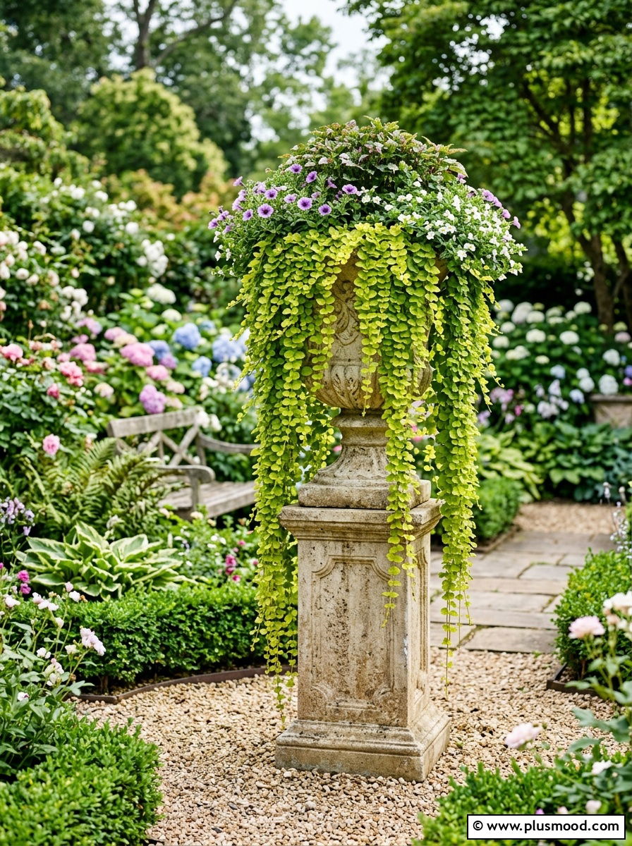 Cascading Vine Planter - 25 small backyard ideas with potted plants
