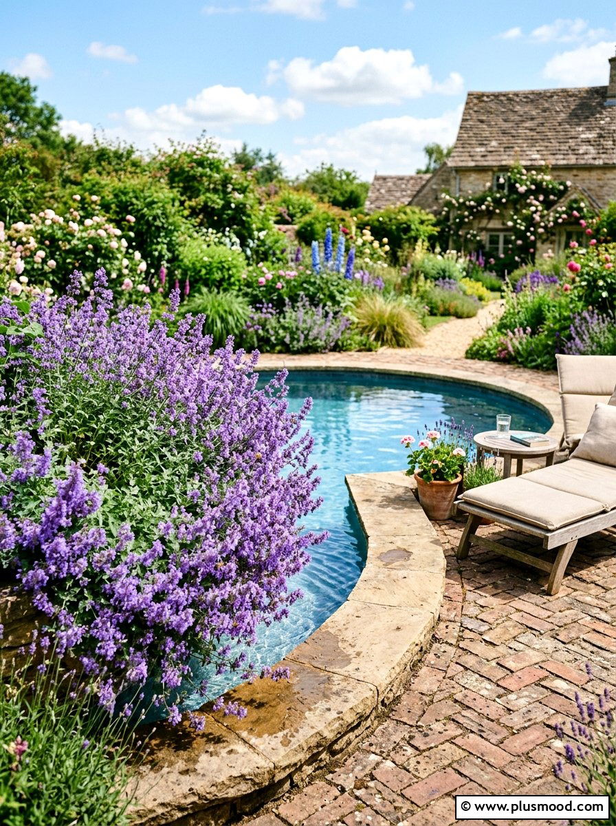 Catmint Pool Edge - 25 pool landscaping ideas with herbs