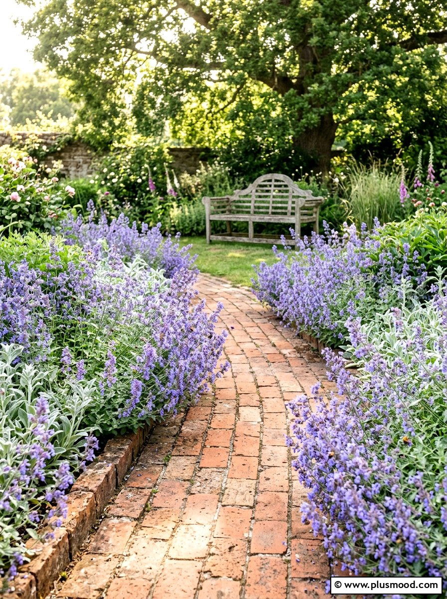 Catmint Soft Border Path - 25 summer path border planting ideas