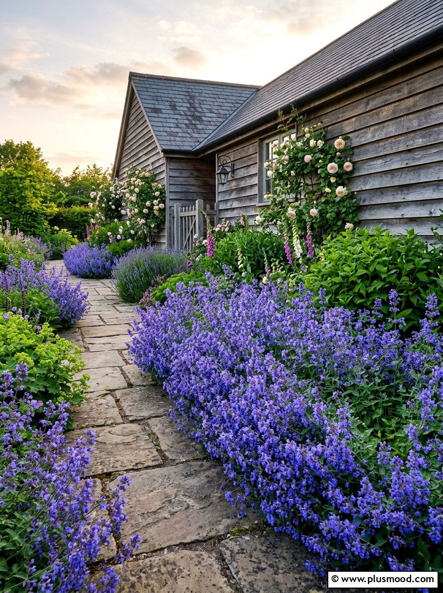 Catmint garden border - 25 summer foundation planting ideas for summer