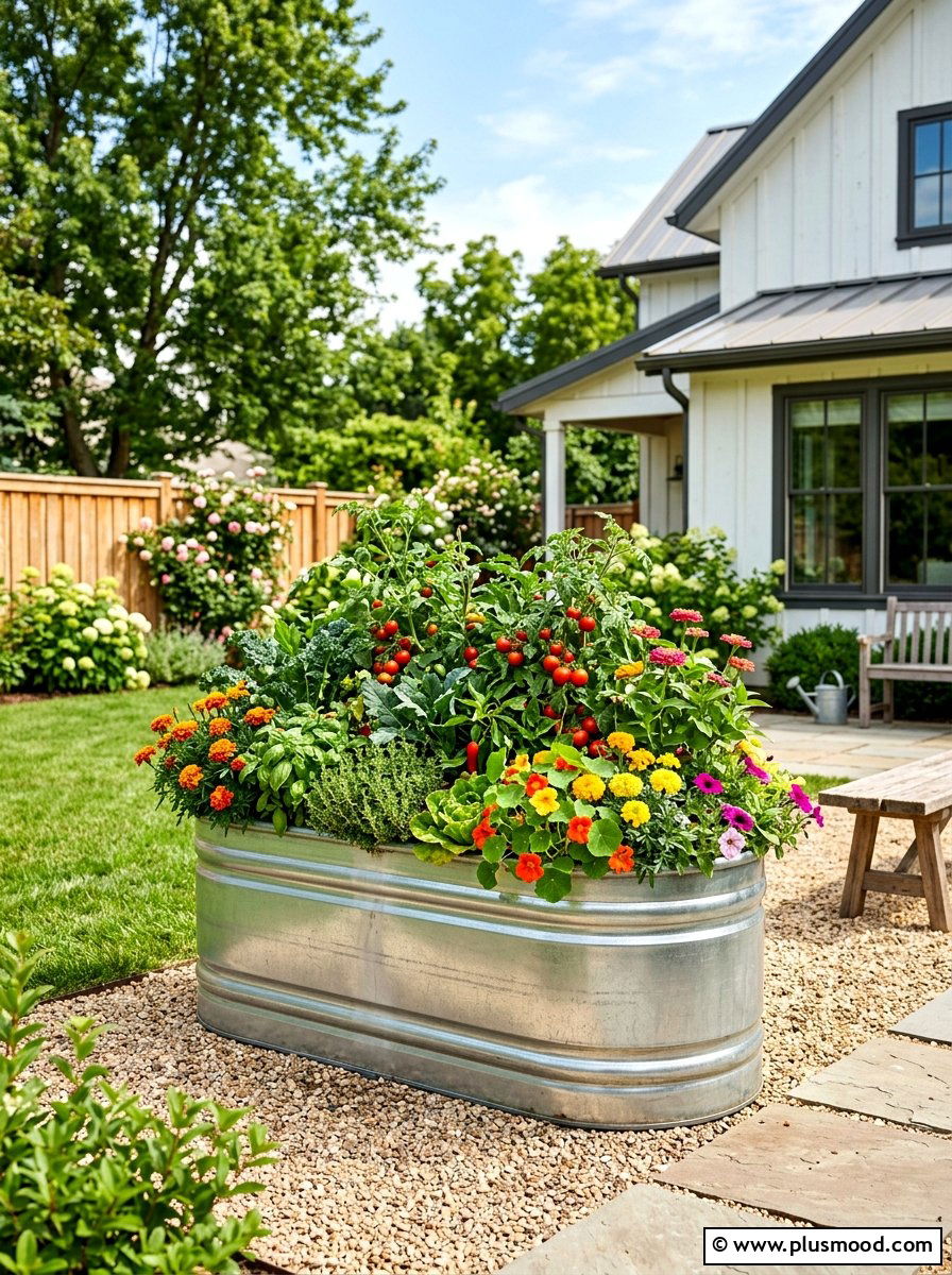 Cattle Trough Garden Planter - 25 summer farmhouse planter ideas