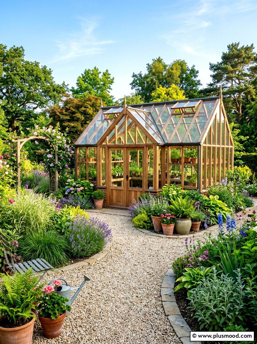 Cedar Greenhouse Garden Space - 25 summer farmhouse garden ideas