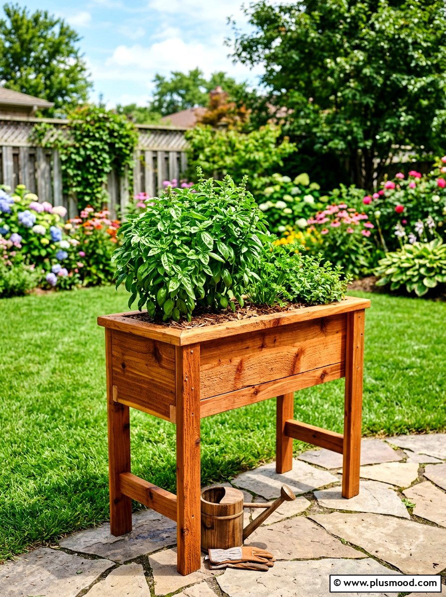 Cedar Herb Planter Box - 25 summer herb planter ideas